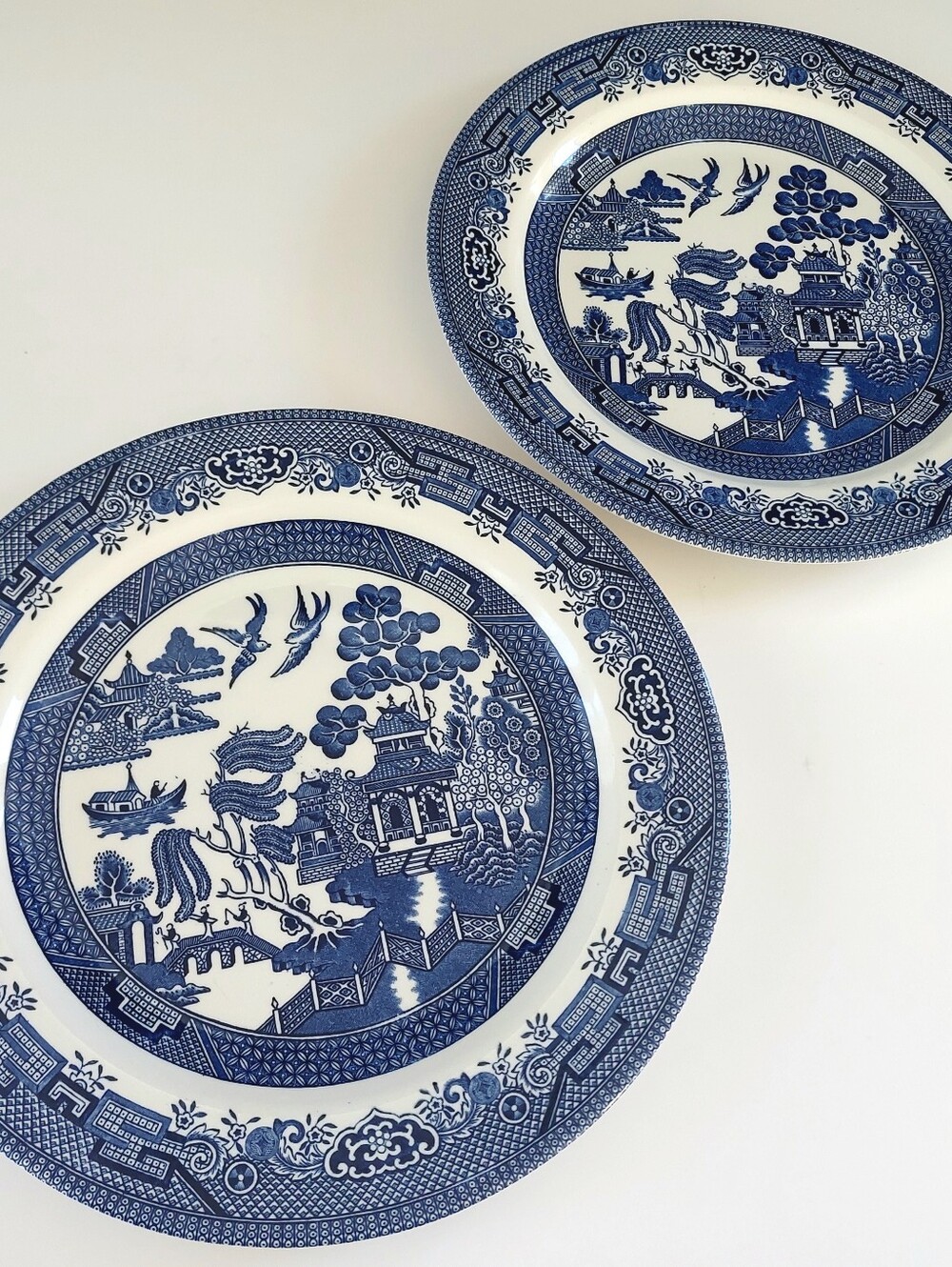 Churchill England Blue Willow Blue & White Ironstone Plates Set of 2